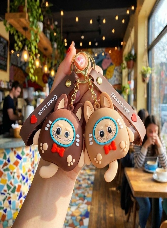 SHAKTISM Dinosaur, Panda, Capybara Coin Purse Keychain, Kawaii Silicone Wallet Pouch, 10 x 7.5 x 3.2 cm (Rabbit Brown) - Image 2